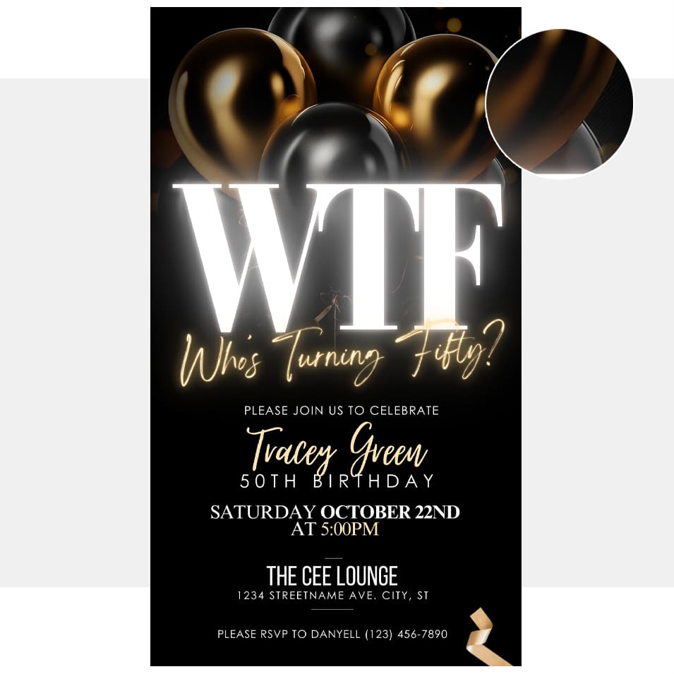 WTF 50th Birthday Invitation Template