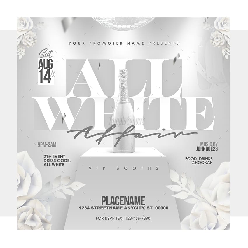 All White Party Flyer Template