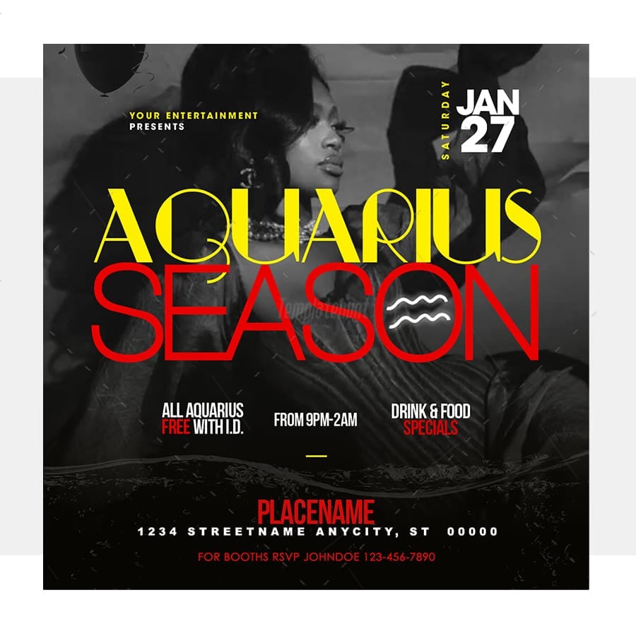 Aquarius Season Flyer Template
