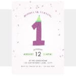 Purple First Birthday Invitation Template