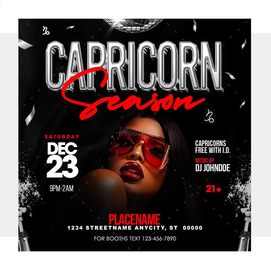 Capricorn Season Party Flyer