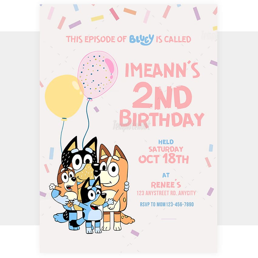 Bluey Birthday Invitation Template