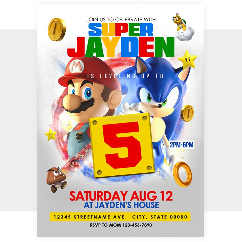 Birthday Boy Mario Invitation Template