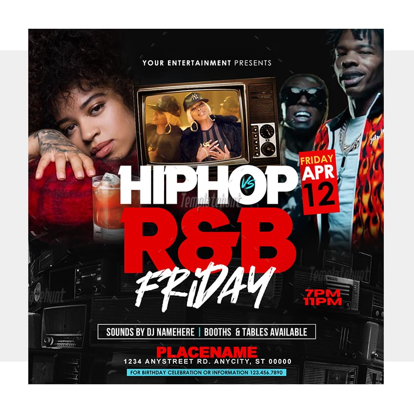 Hip-Hop Vs. R&B Party Flyer Template