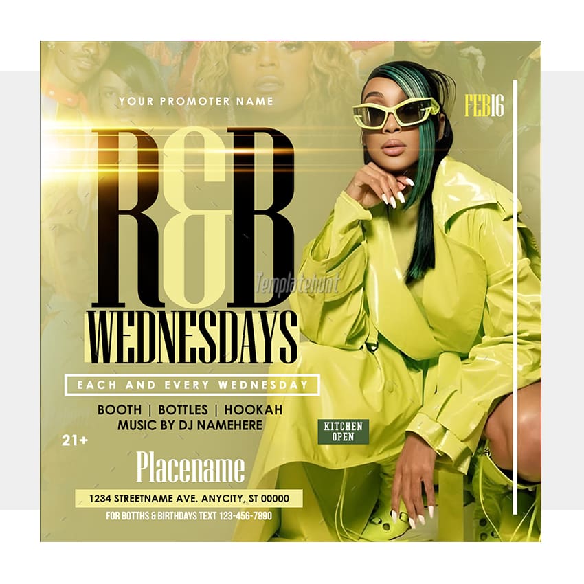 R&B Wednesdays Party Flyer Template