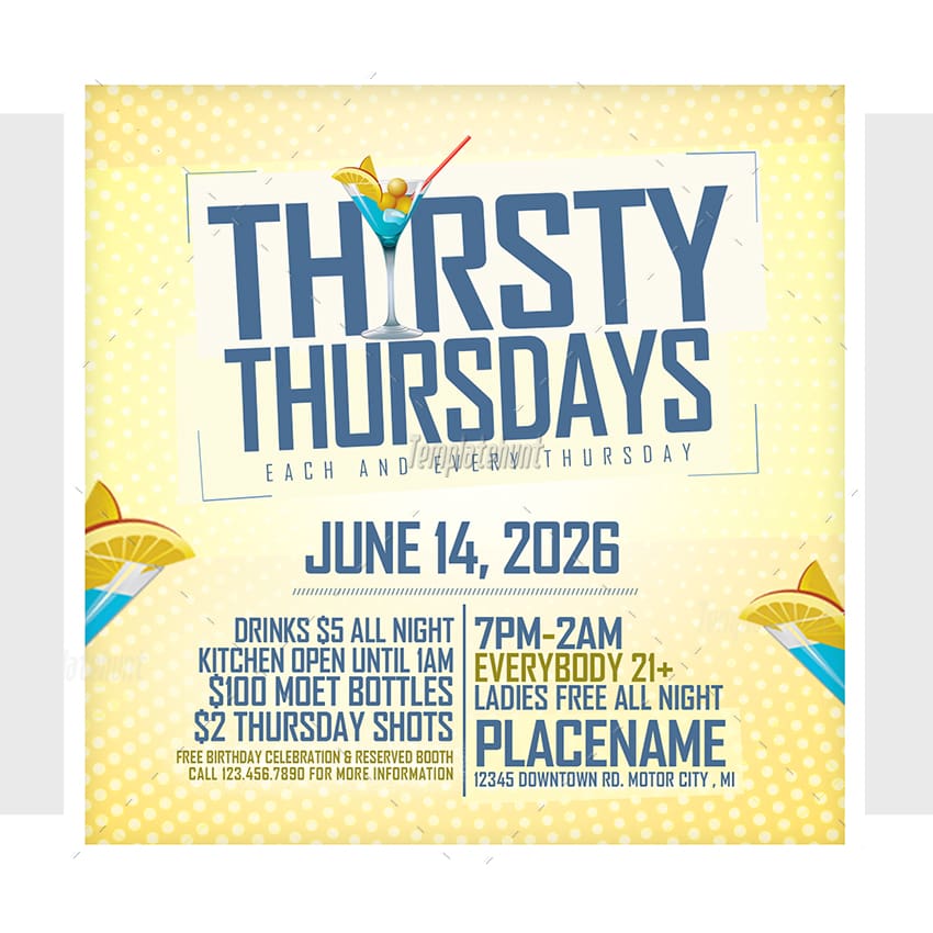 Thirsty Thursdays Invitation Template